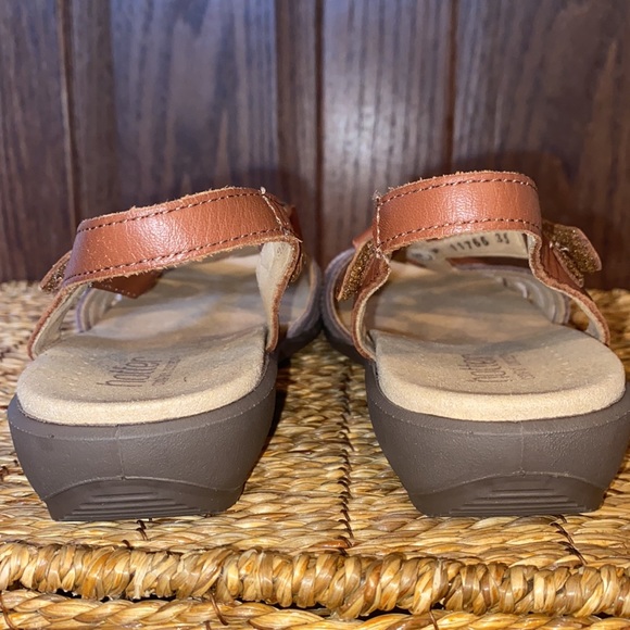 Hotter Leather Brown/Gray/White Flare Sandals